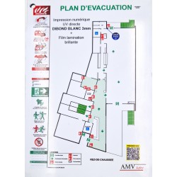 Plan d'évacuation - Dibond Blanc - Cadre clic-clac