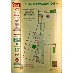 Plan d'évacuation - Dibond Or - Cadre clic-clac