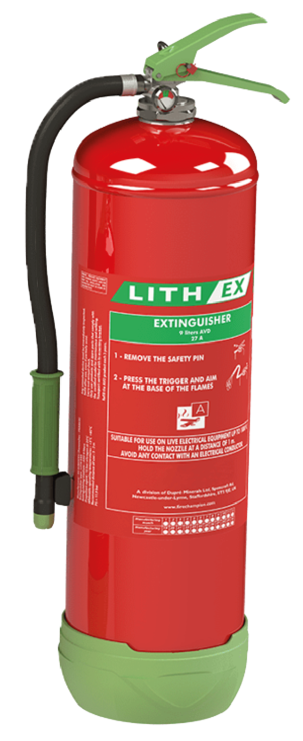Extincteur 6 litres spécial batterie LITHIUM avec support de fixation